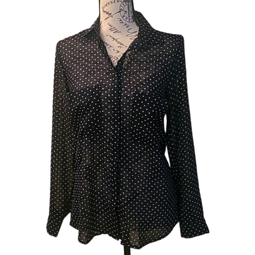 Pull & Bear Sheer Top Polko Dots Size Small